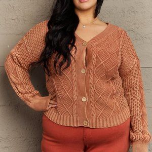 HEYSON Full Size Open Front Cardigan with Scarf Design